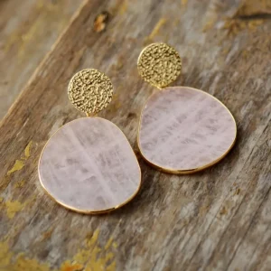 Pendientes de cuarzo rosa