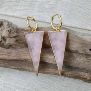 Pendientes de cuarzo rosa