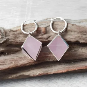 Pendientes de cuarzo rosa